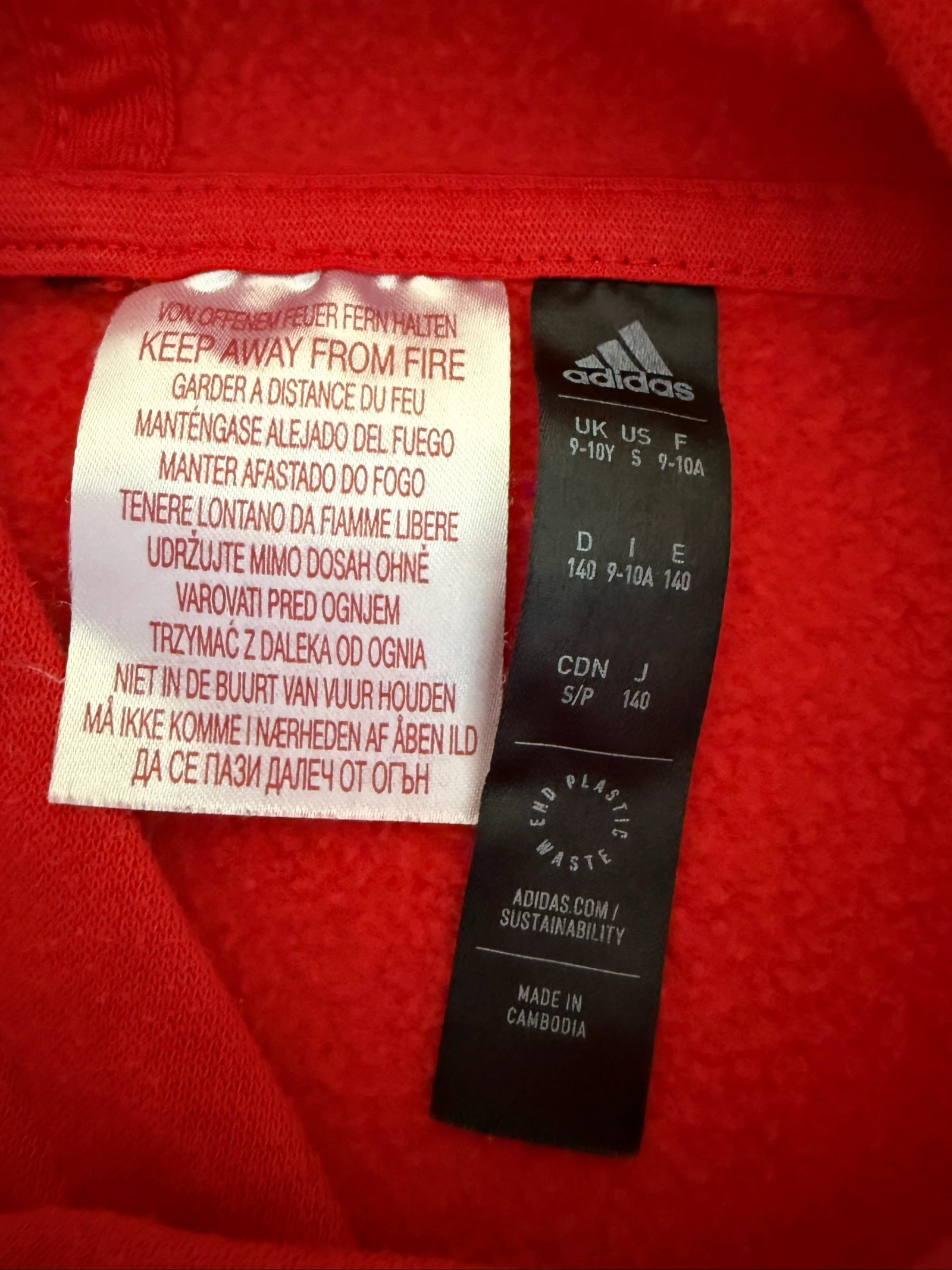 Moletom com capuz Adidas infantil 9-10 anos / 140 - Vermelho, branco e preto – photo 6